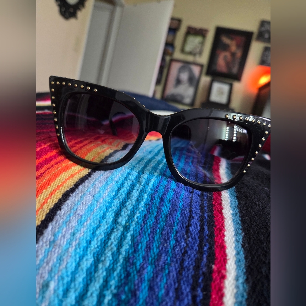 Quay Australia Black Studded Sunglasses